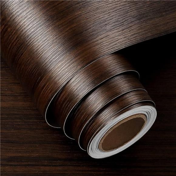 15.8"x240" Thick Dark Brown Wood Contact Paper Self Adhesive Waterproof Wood